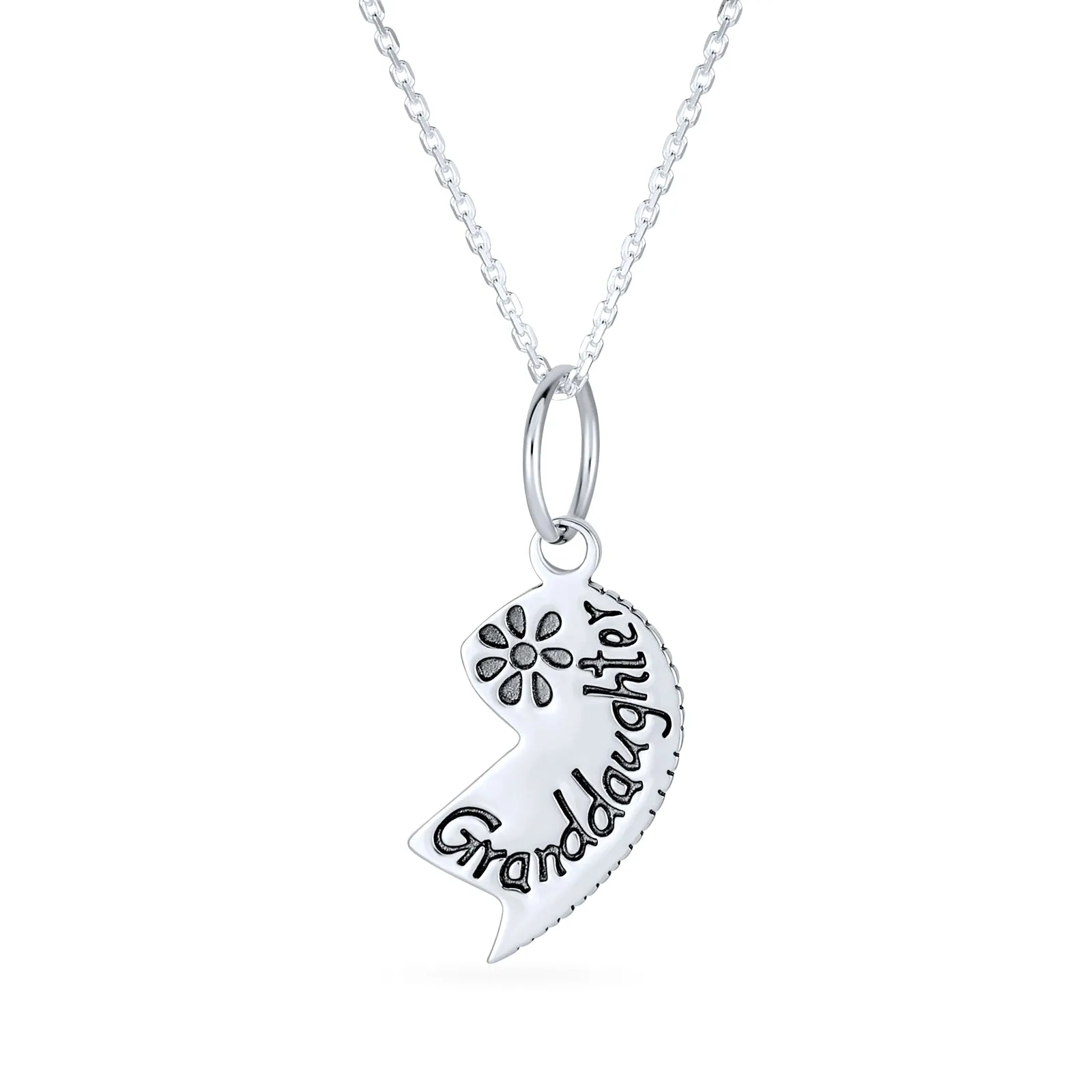 Grandmother Granddaughter Split Broken Heart Sterling Silver Necklace