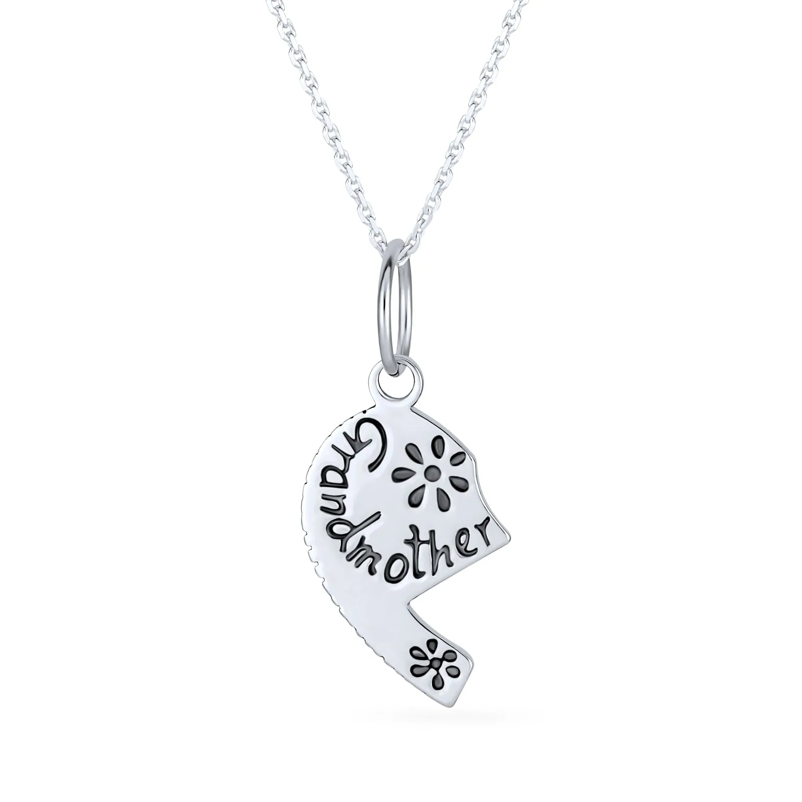 Grandmother Granddaughter Split Broken Heart Sterling Silver Necklace