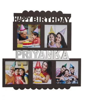Happy Birthday Name & Photo Frame in Brown