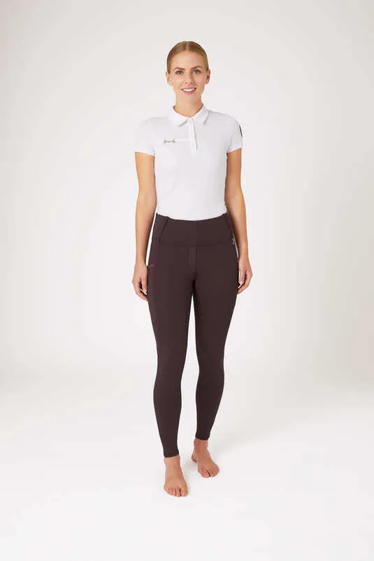 Horze Lucinda Women's High-Waist Tights with Silicone Full Seat (Dark Brown)