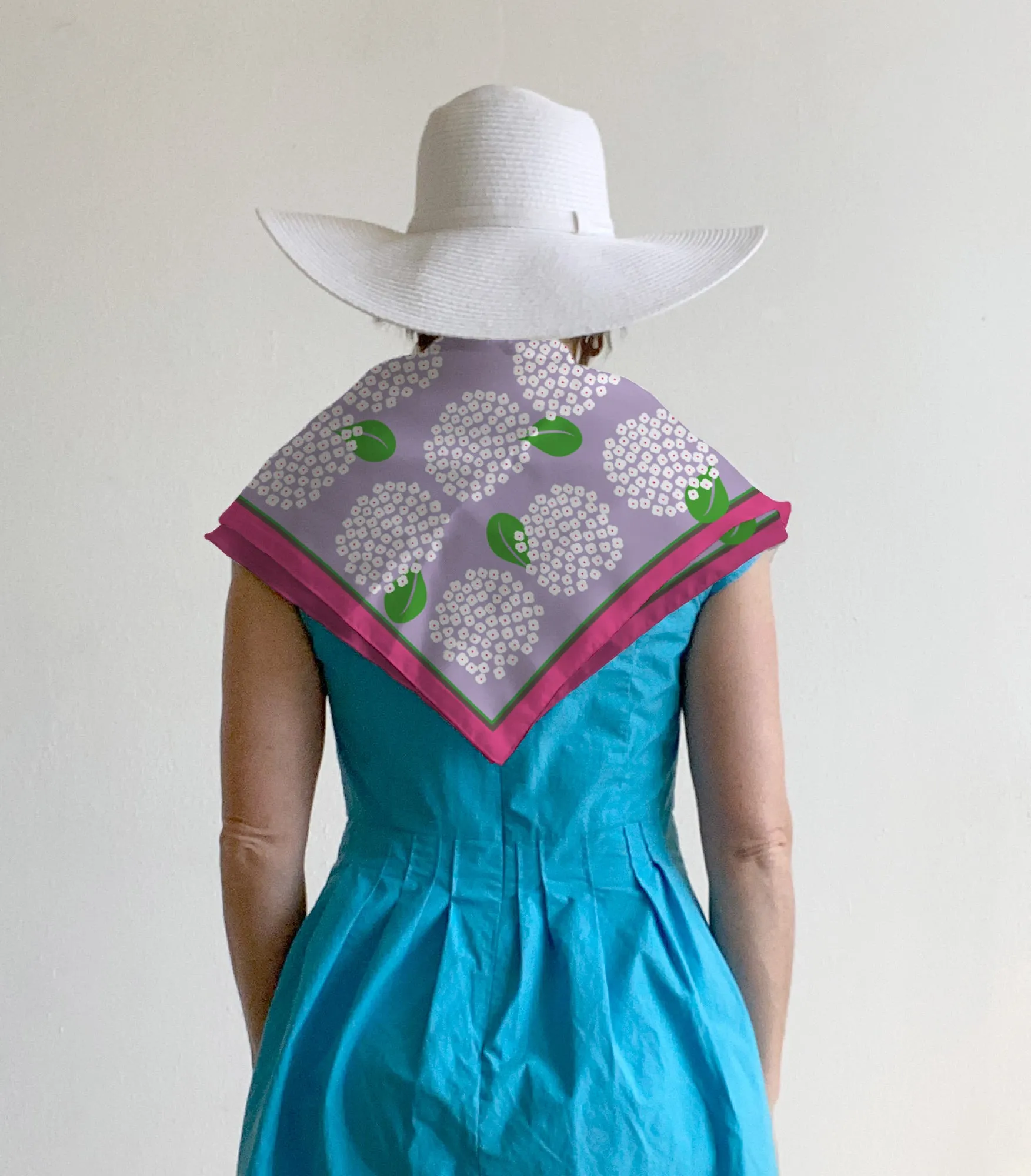 Hydrangea square silk scarf