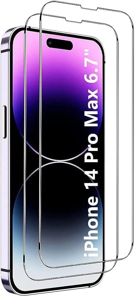 iPhone 14 Pro Max 6.7-inch Protection Kit Bundle - Holster Case with Tempered Glass Screen and Camera Protector - Black