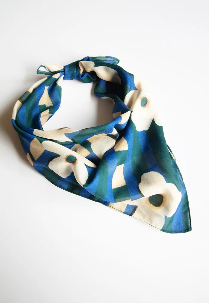 Karangan Mini Square Scarf/ Bandana - Stripes Lines Blue