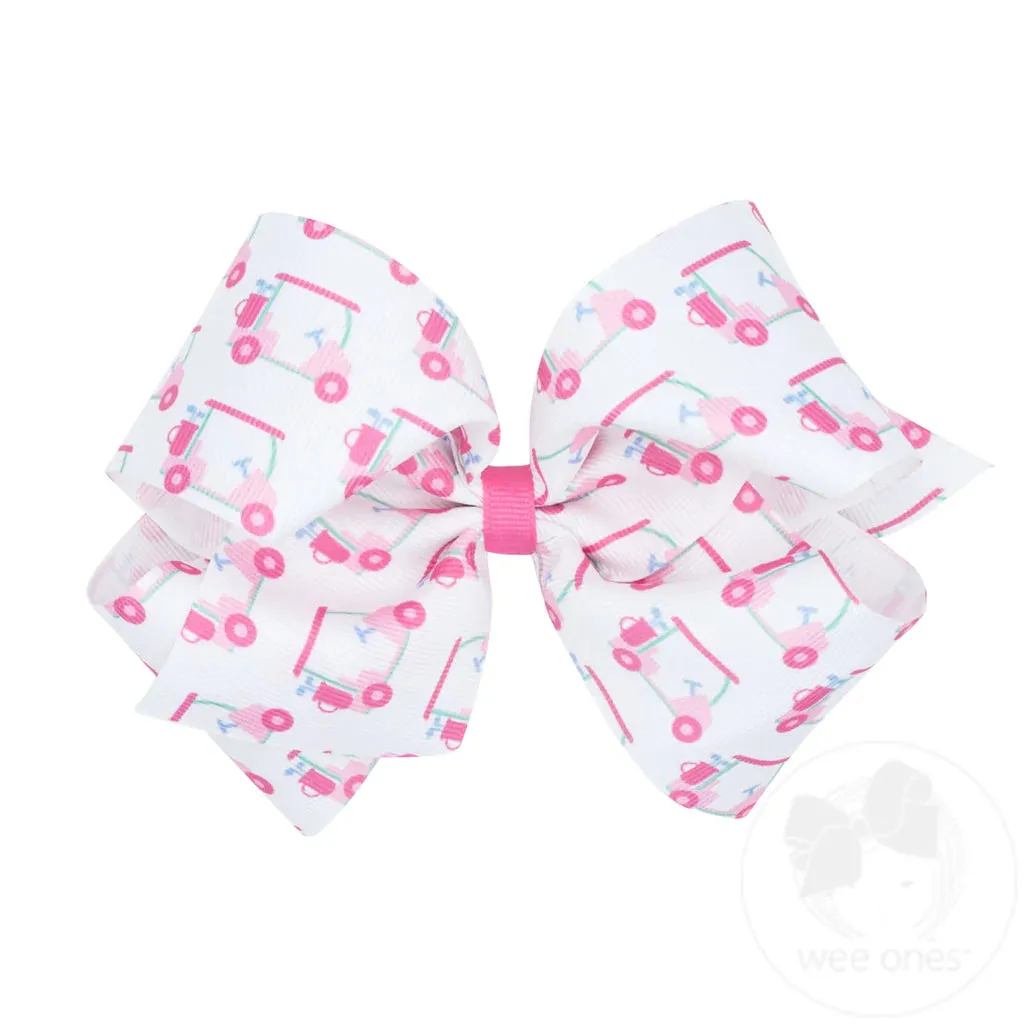 King Pink Golf Cart Printed Bow