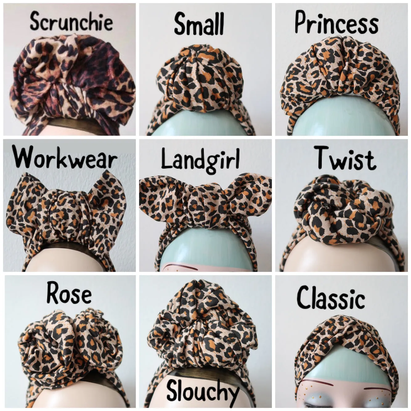 KNOT CHOICE 1940s Pre-tied Stretchy Leopard Print Headband (made to order)