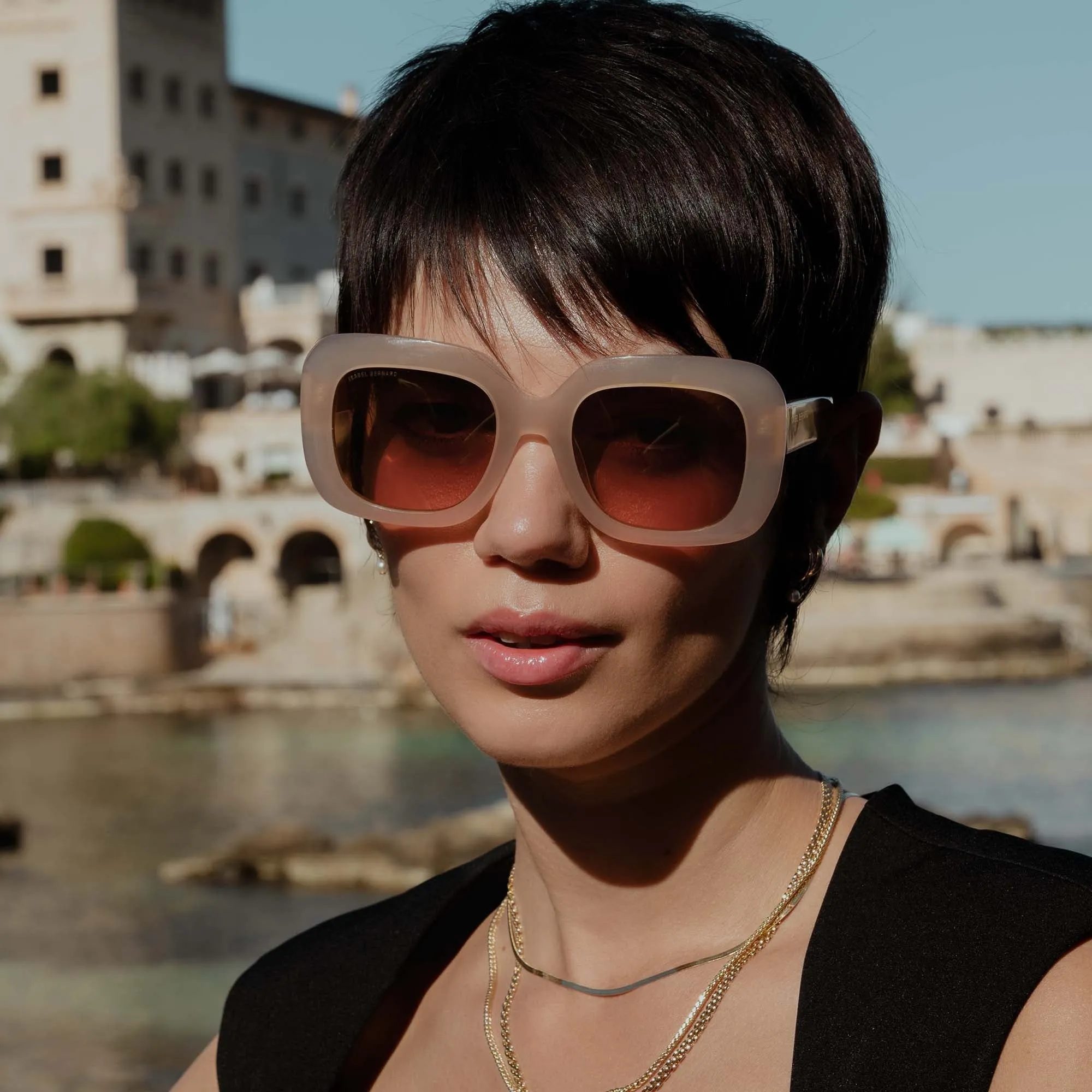La Villette Rive soft pink square sunglasses
