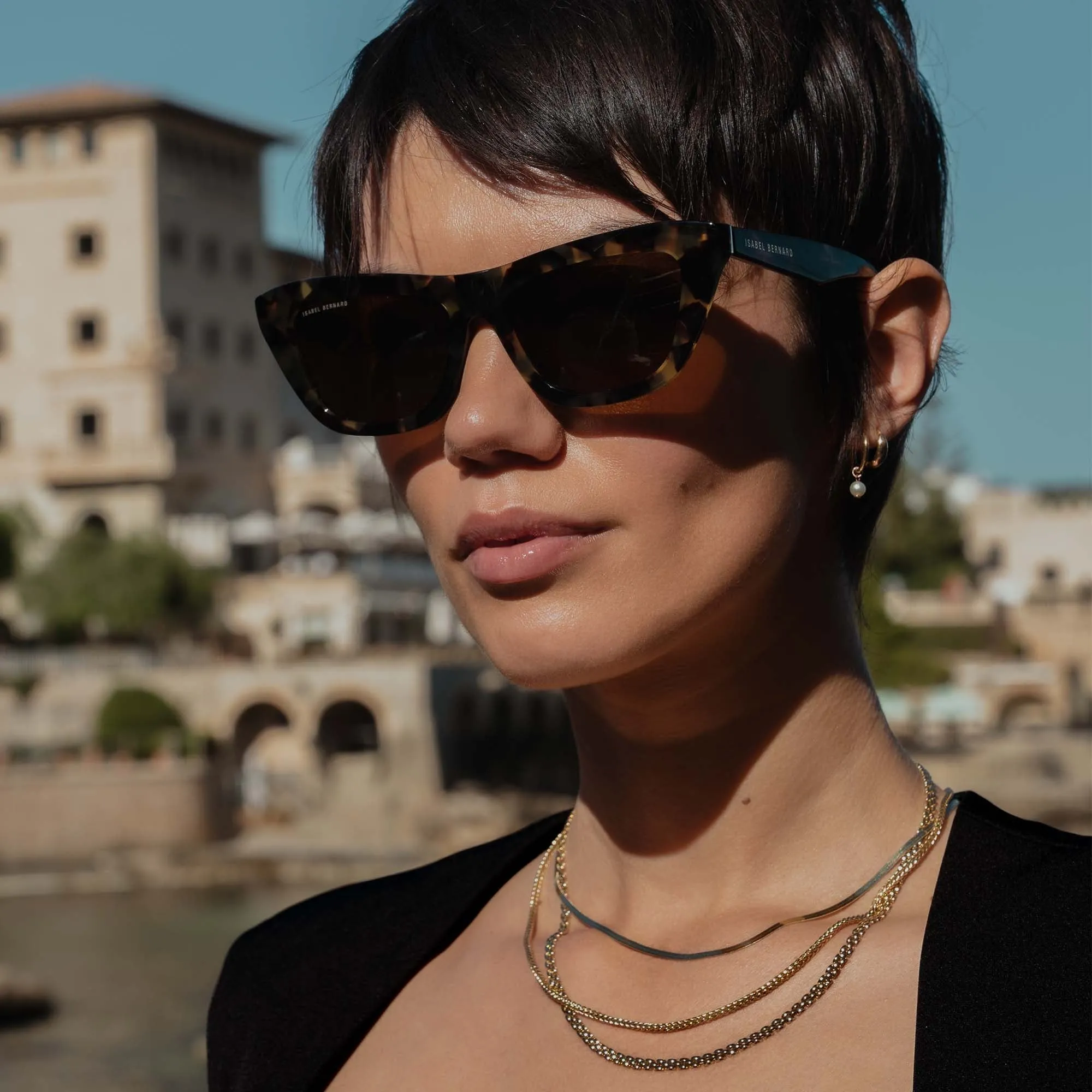 La Villette Roselin brown tortoise cat eye sunglasses with brown lenses