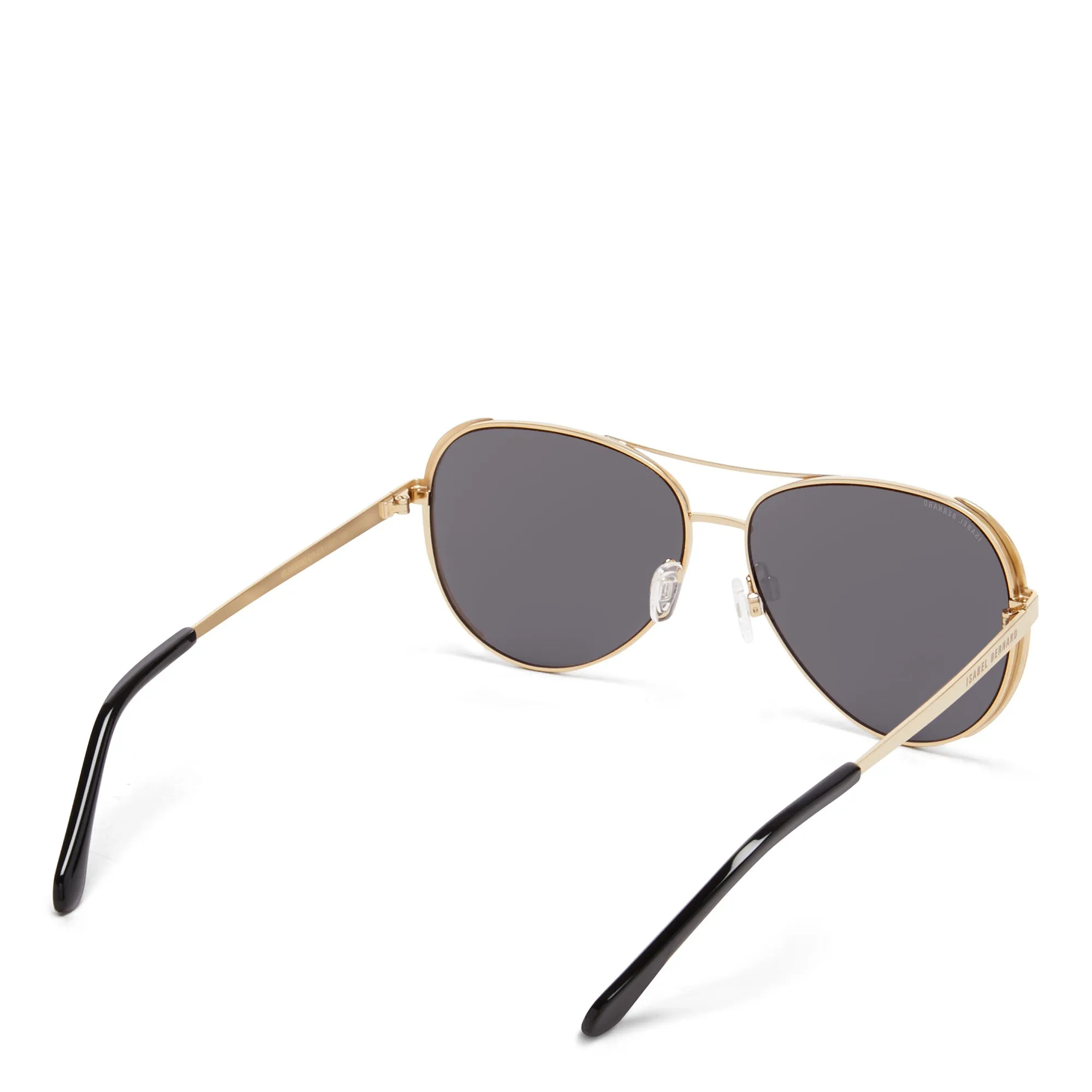 La Villette Roxanne gold coloured aviator sunglasses with black lenses