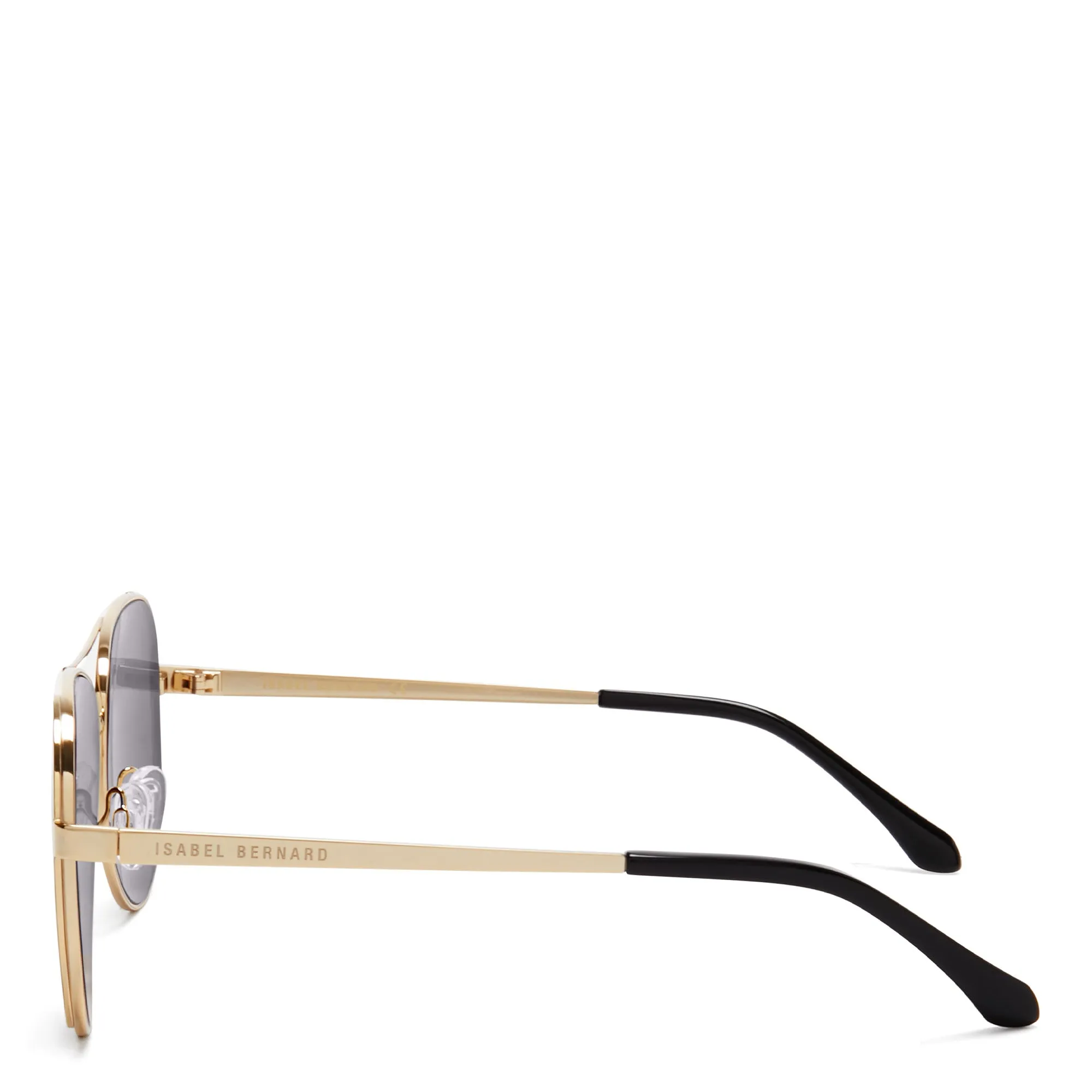 La Villette Roxanne gold coloured aviator sunglasses with black lenses