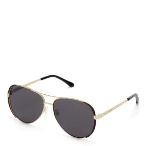 La Villette Roxanne gold coloured aviator sunglasses with black lenses