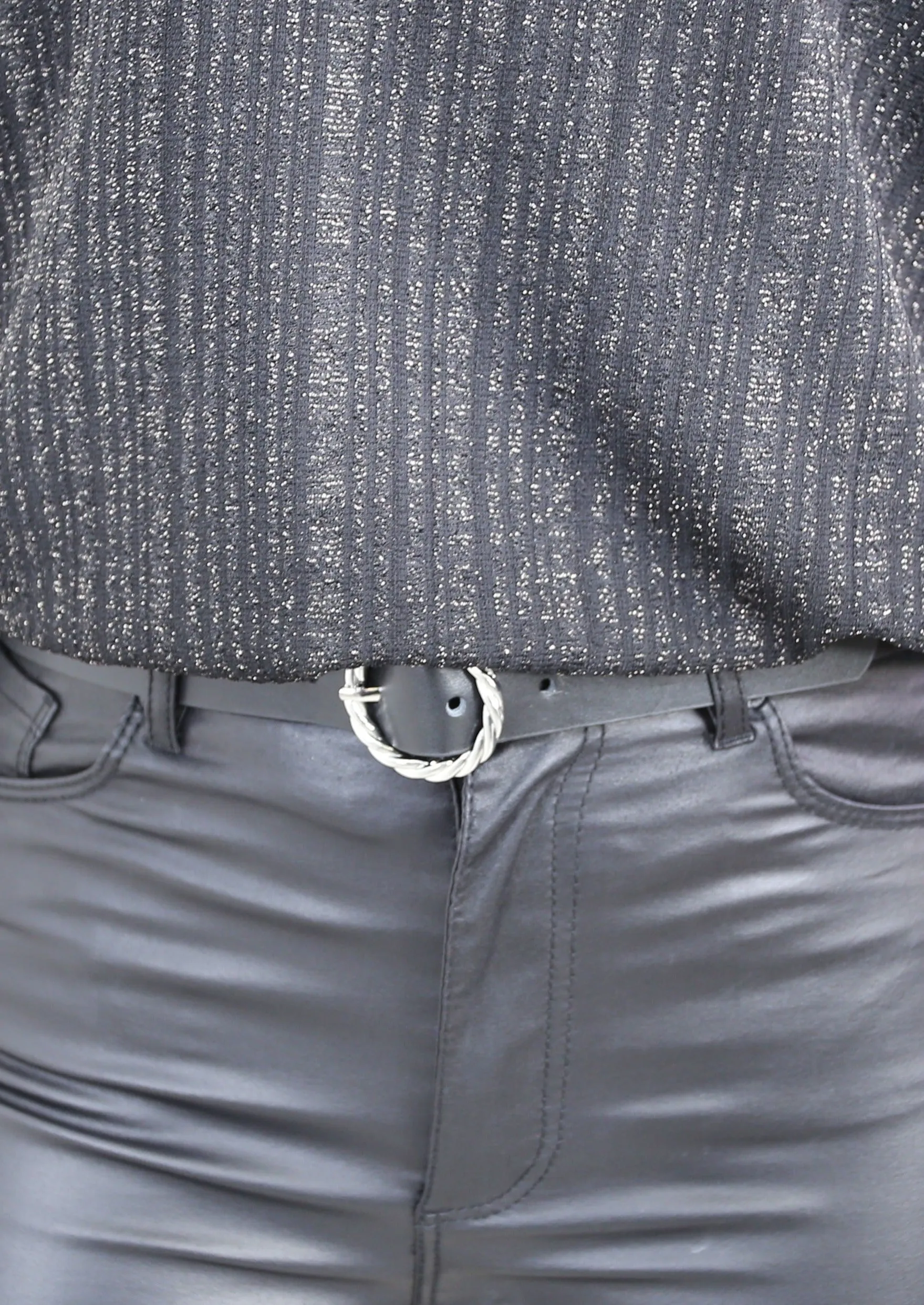Leny Black Twisted Buckle Belt