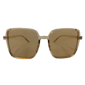 LIGHT BROWN OVERSIZED SQUARE VINTAGE STYLE 70s SUNGLASSES
