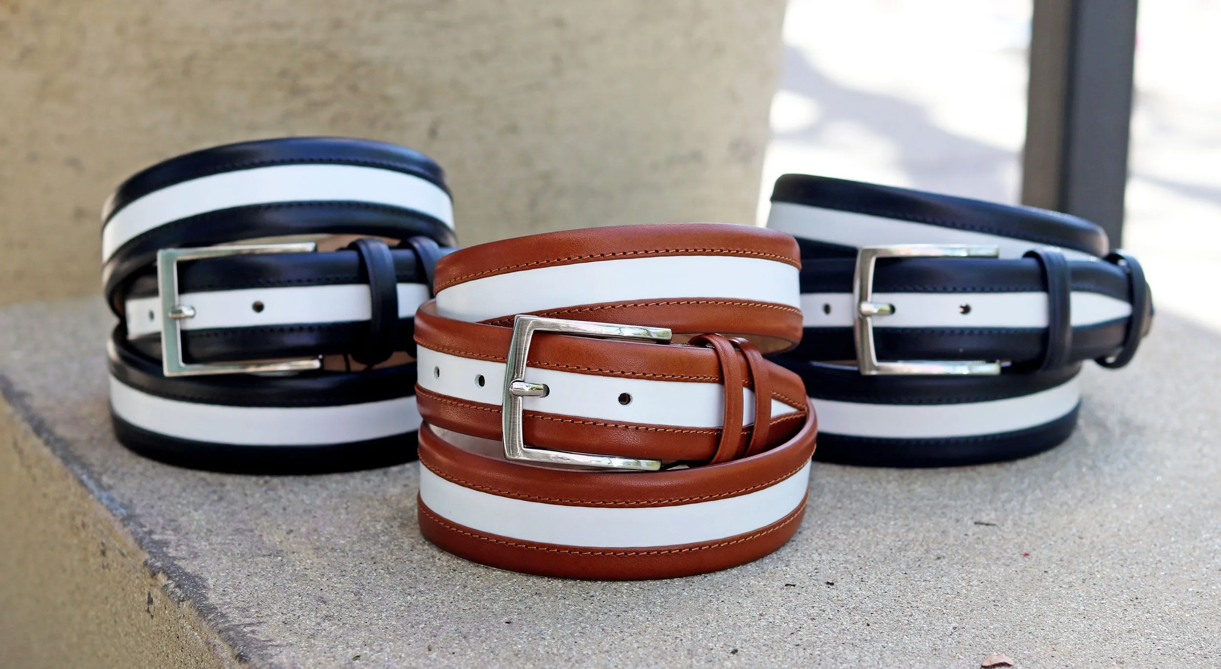 Maurice Two-Tone Leather Belt 2-Black/White