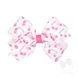 Medium Pink Golf Cart Printed Bow