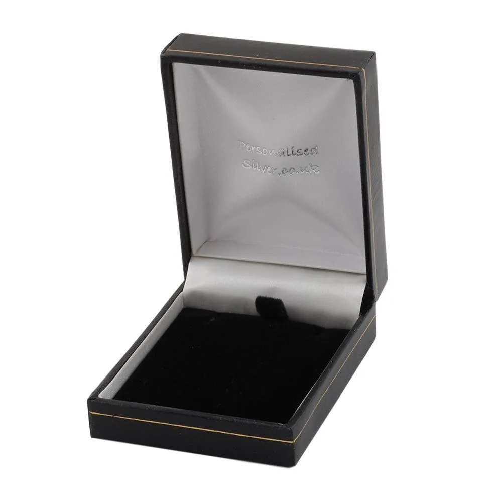 Mens Sterling Silver Black CZ Dog Tag Necklace