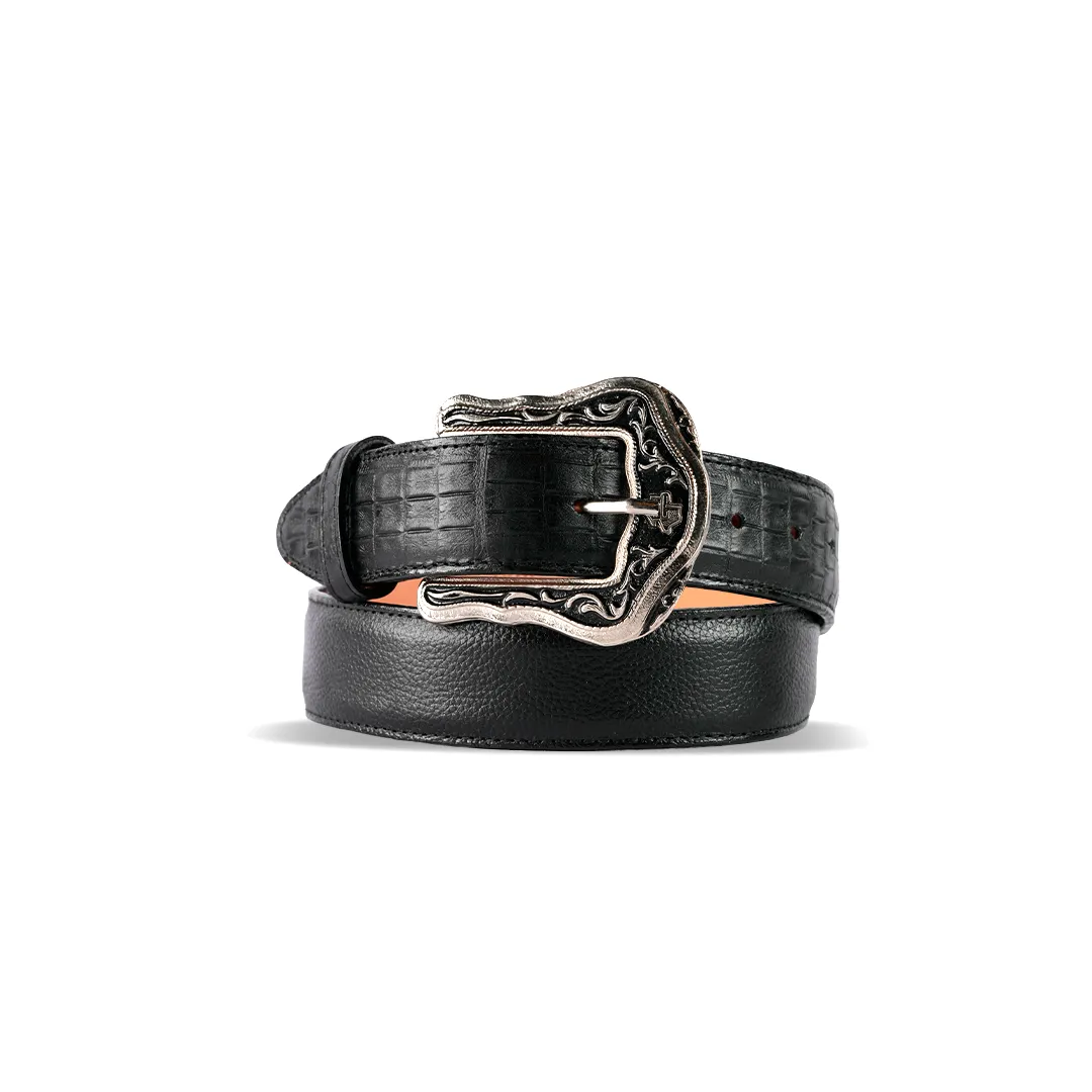Mens Texas Country Belt Caiman Negro TC