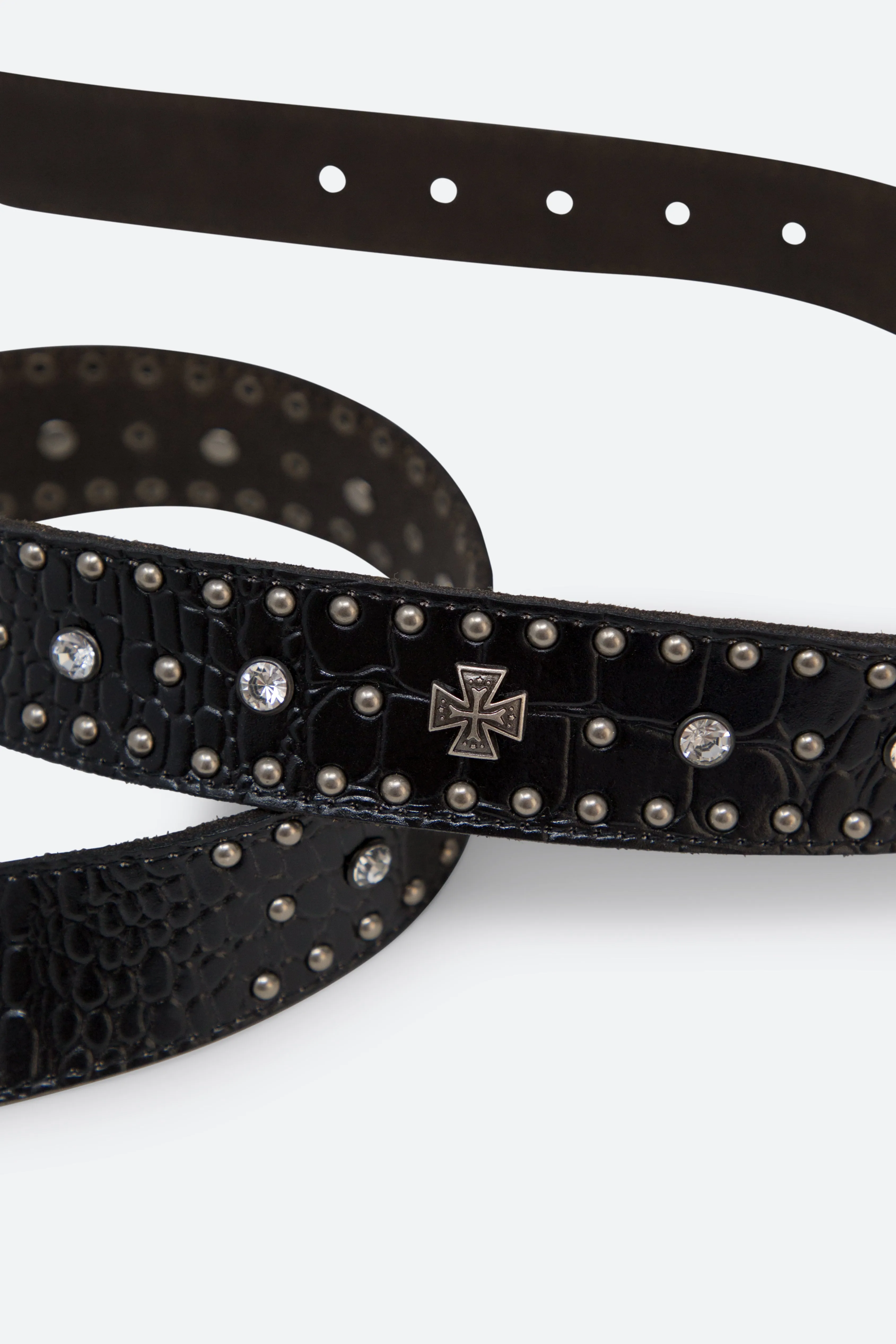 Metal Cross Studded Belt - Black