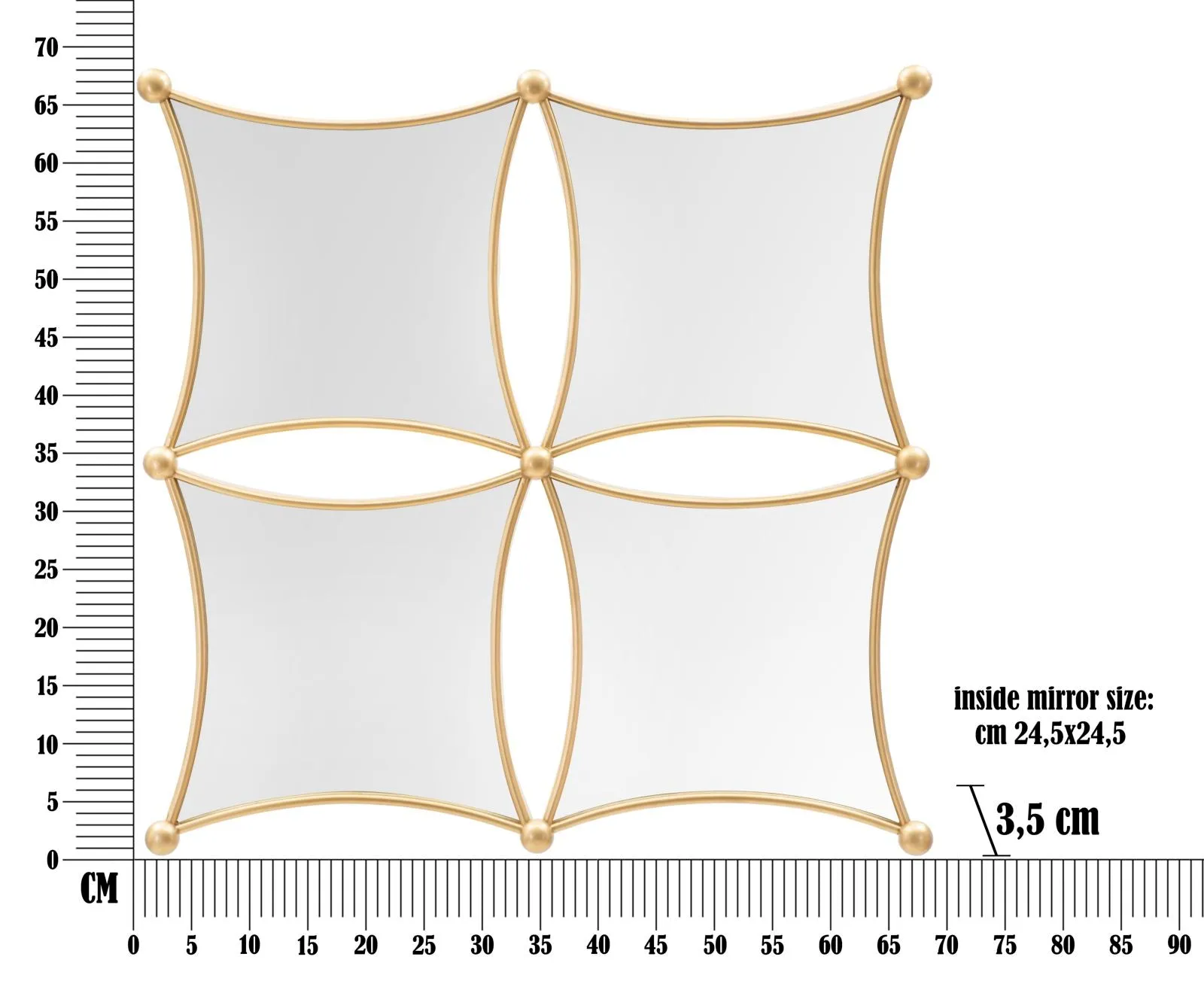 Metal Geometric Small 4 Square Wall Mirror