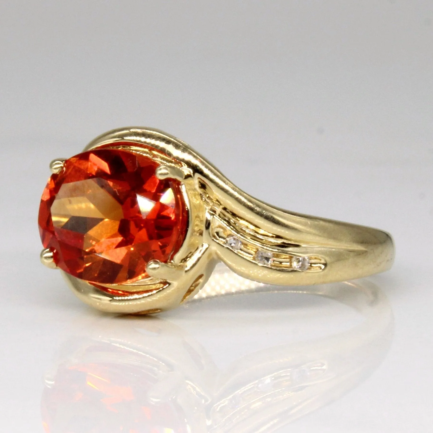 'Michael Hill' Synthetic Orange Sapphire & Diamond Cocktail Ring | 3.00ct, 0.03ctw | SZ 7 |