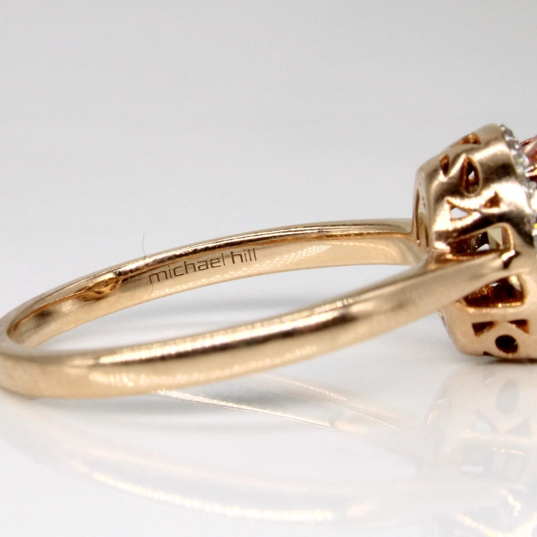 'Michael Hill' Synthetic Peach Sapphire & Diamond Cocktail Ring | 2.25ct, 0.10ctw | SZ 9.25 |