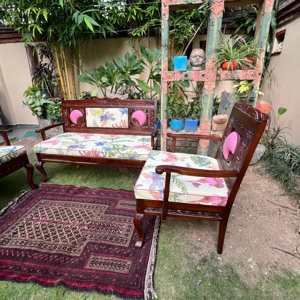 Mohish : Vintage Wooden Sofa