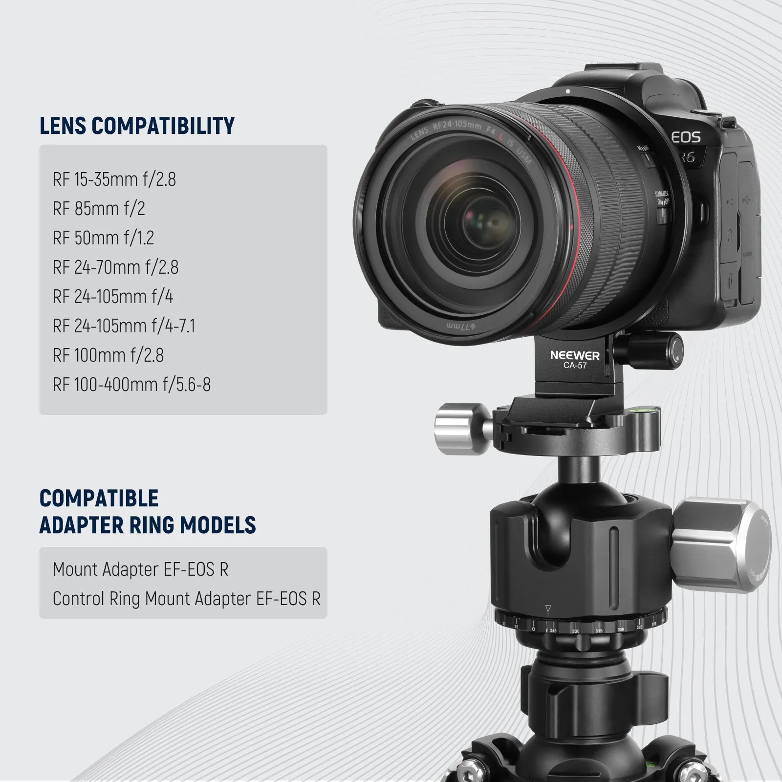 NEEWER CA057 Rotatable Camera Lens Collar for Canon R5 R5C R6 Mark II