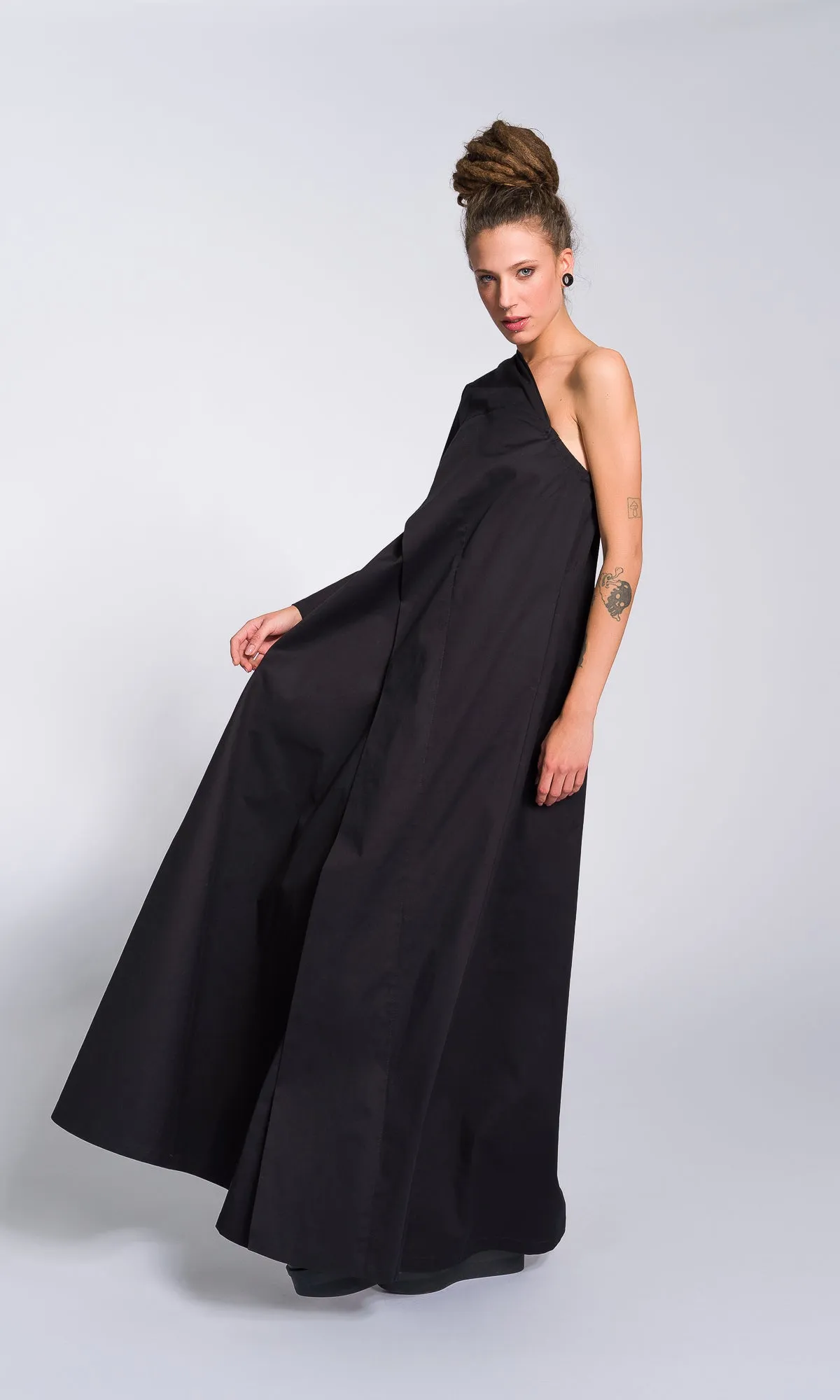 One Shoulder Maxi Dress with Belt