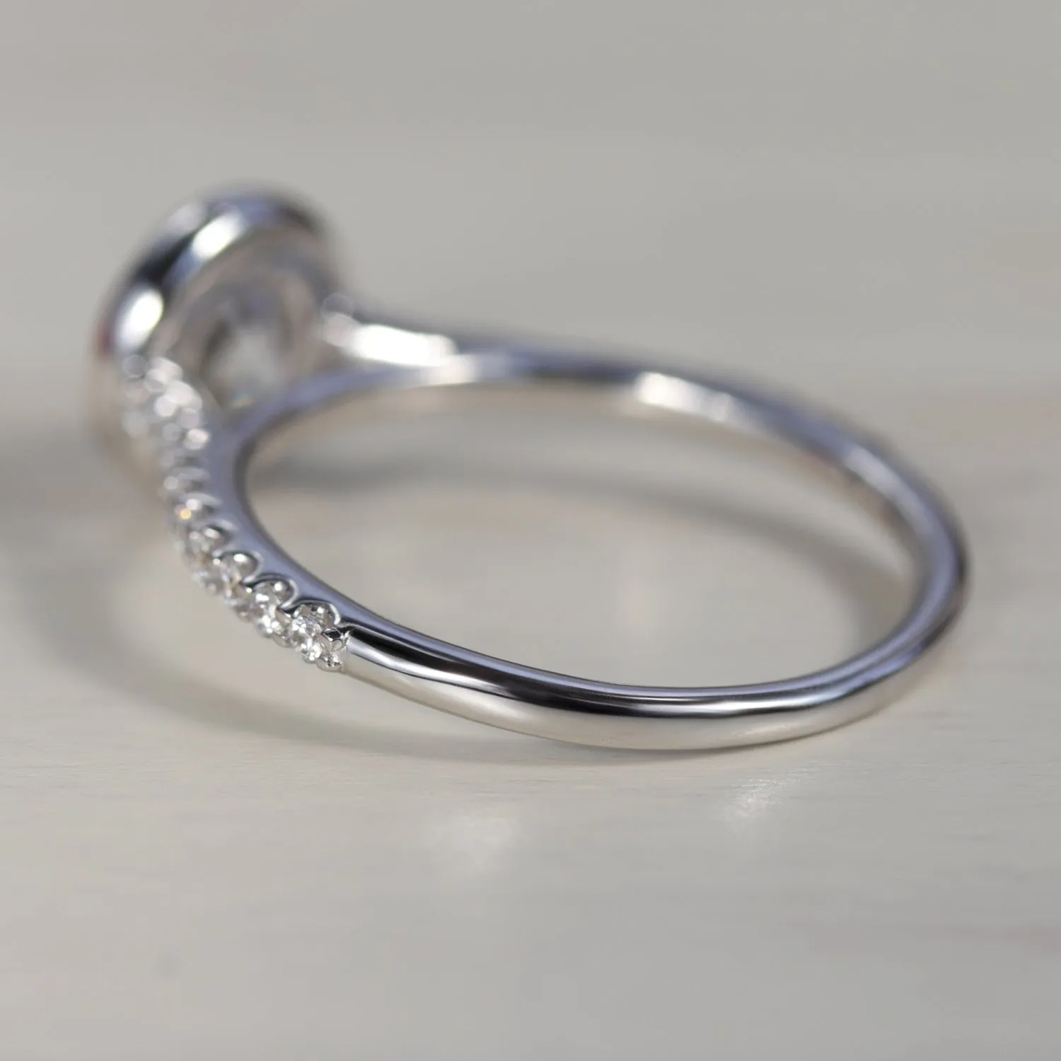 Open Bezel Pave Solitaire Engagement Ring