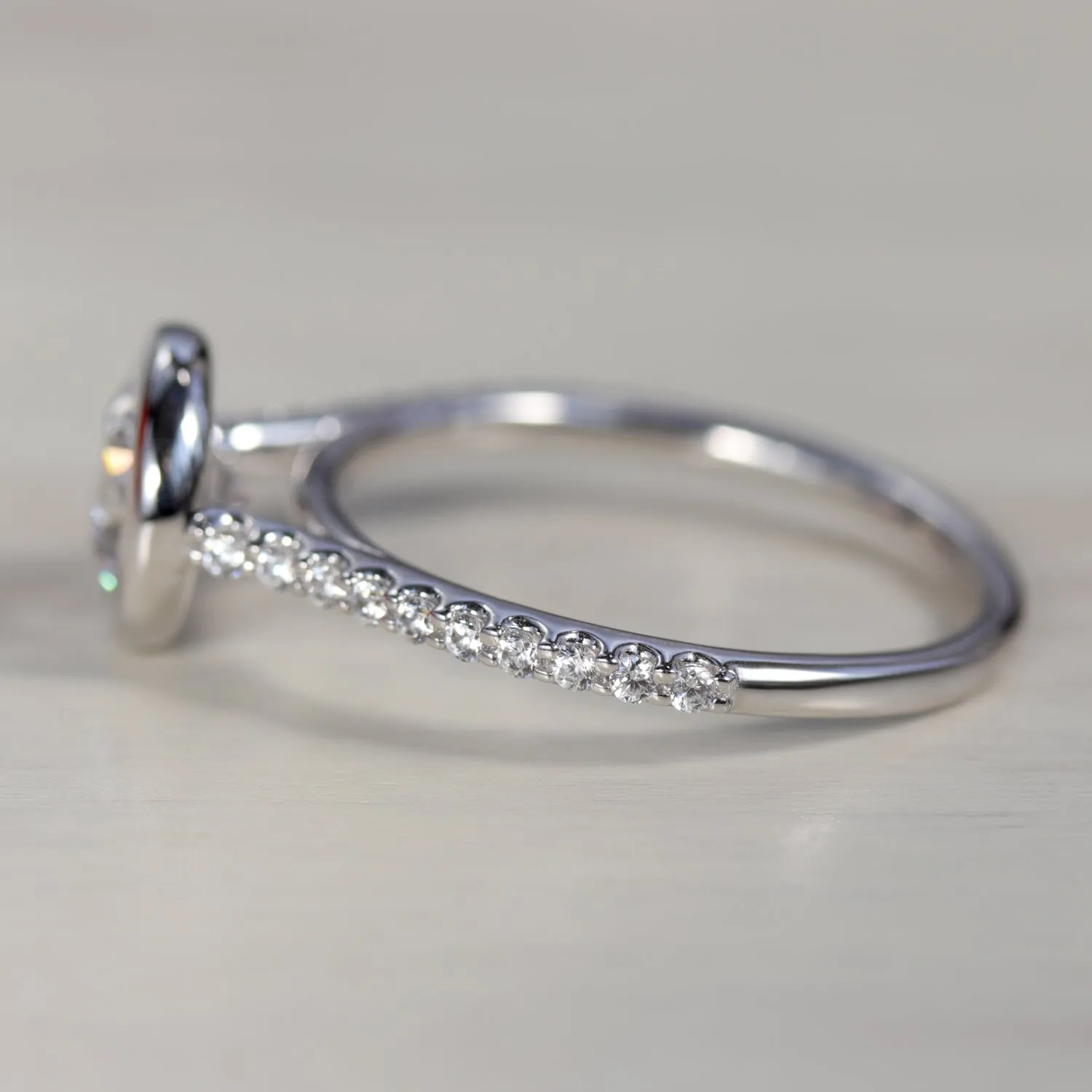 Open Bezel Pave Solitaire Engagement Ring