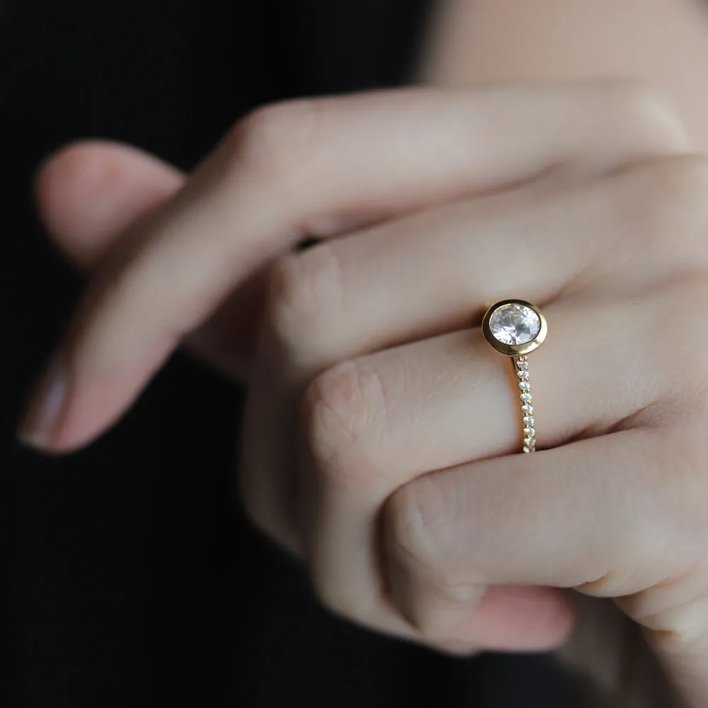 Open Bezel Pave Solitaire Engagement Ring