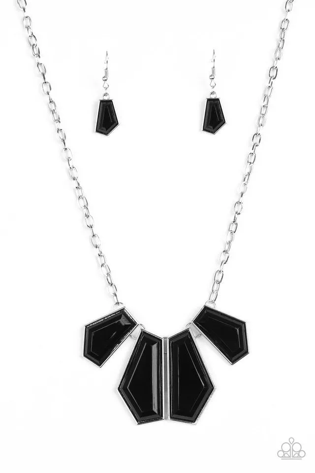 Paparazzi Accessories  - Get Up And GEO #N328 Box 4 - Black Necklace