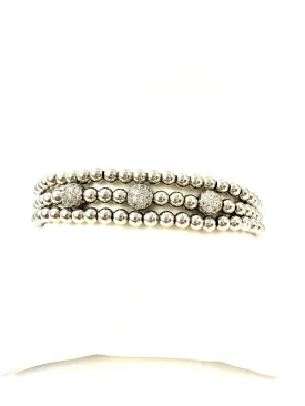 Pave Triple Ball Stack