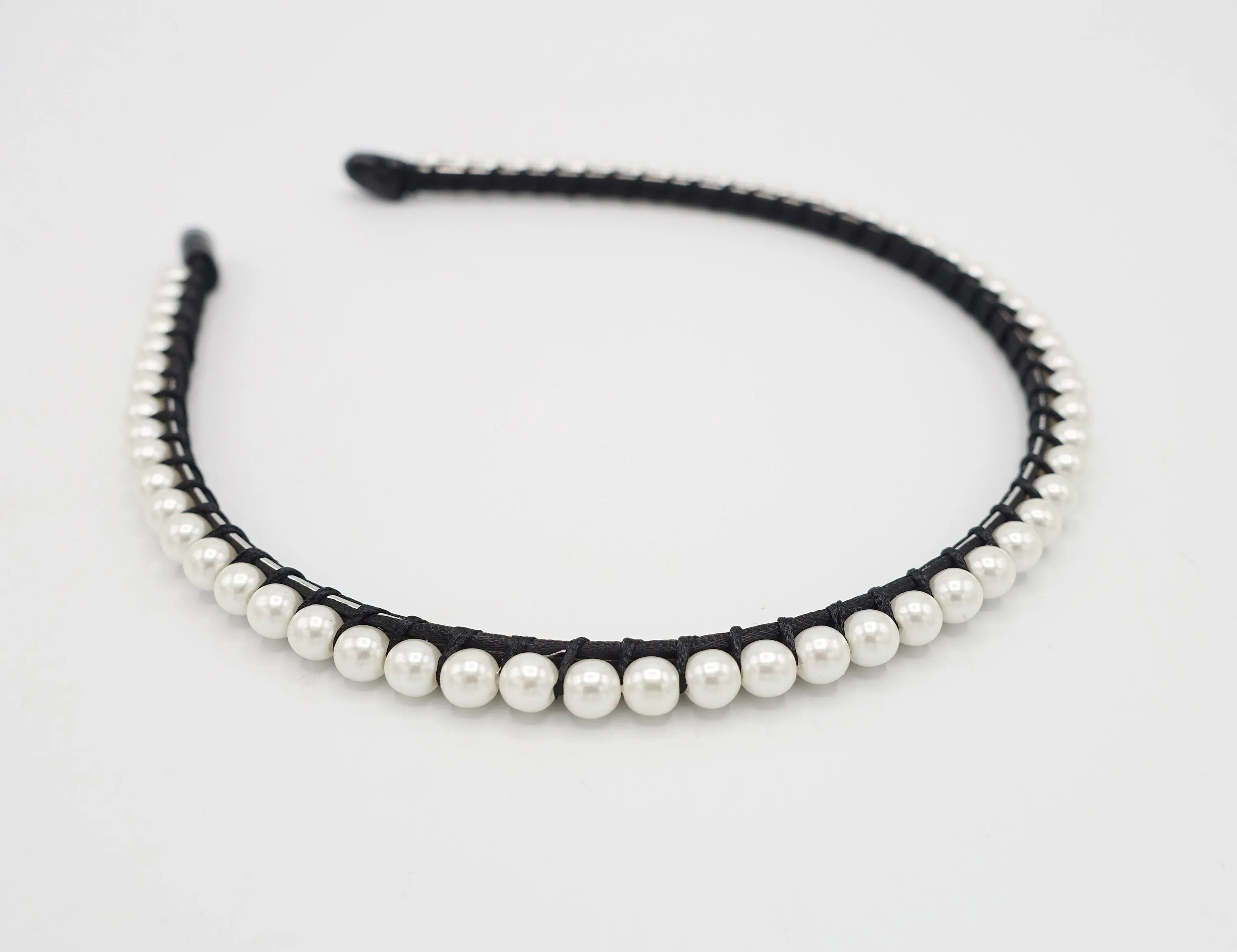 pearl embellished headband simple one row thread wrap hairband