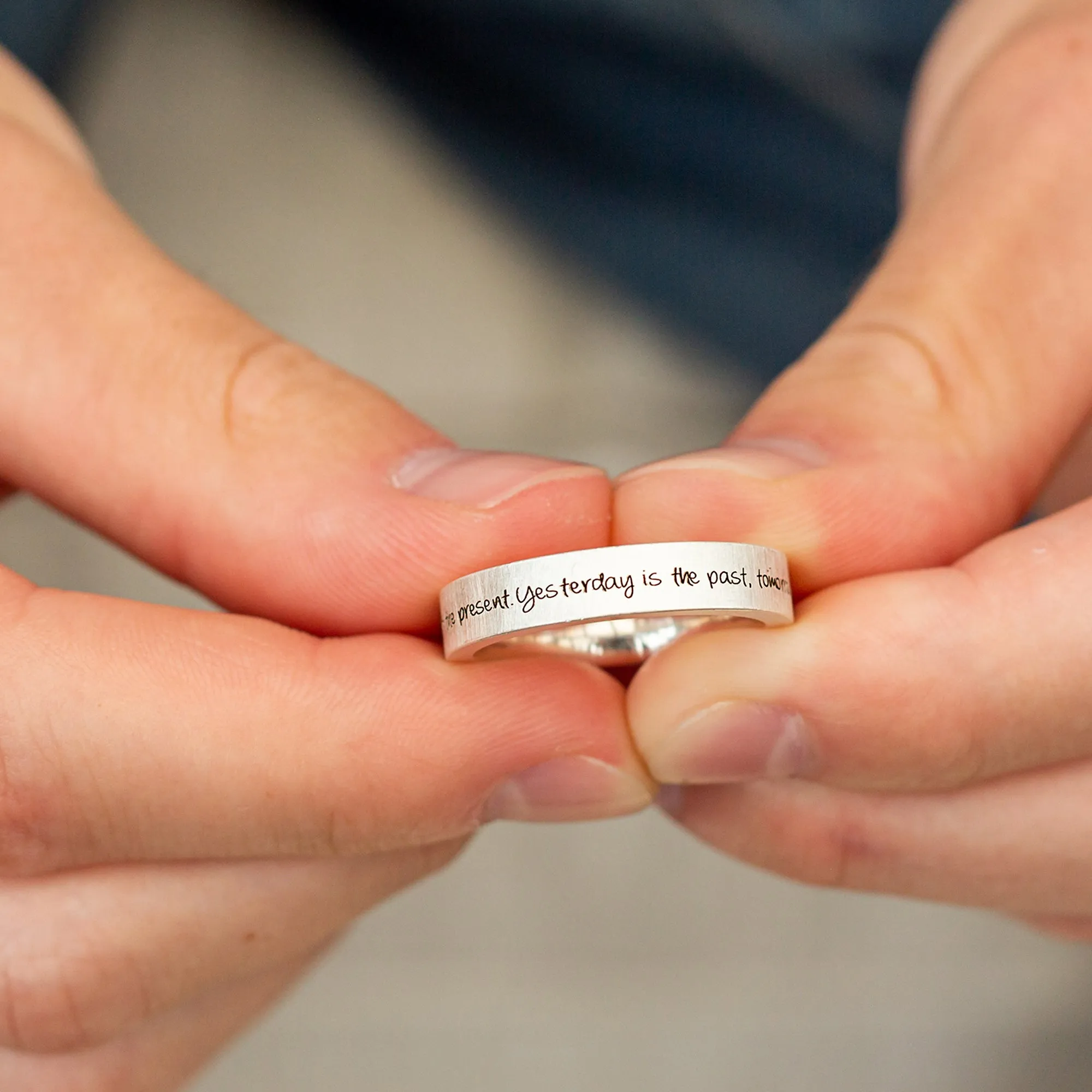 Periphery Personalised Message Silver Ring