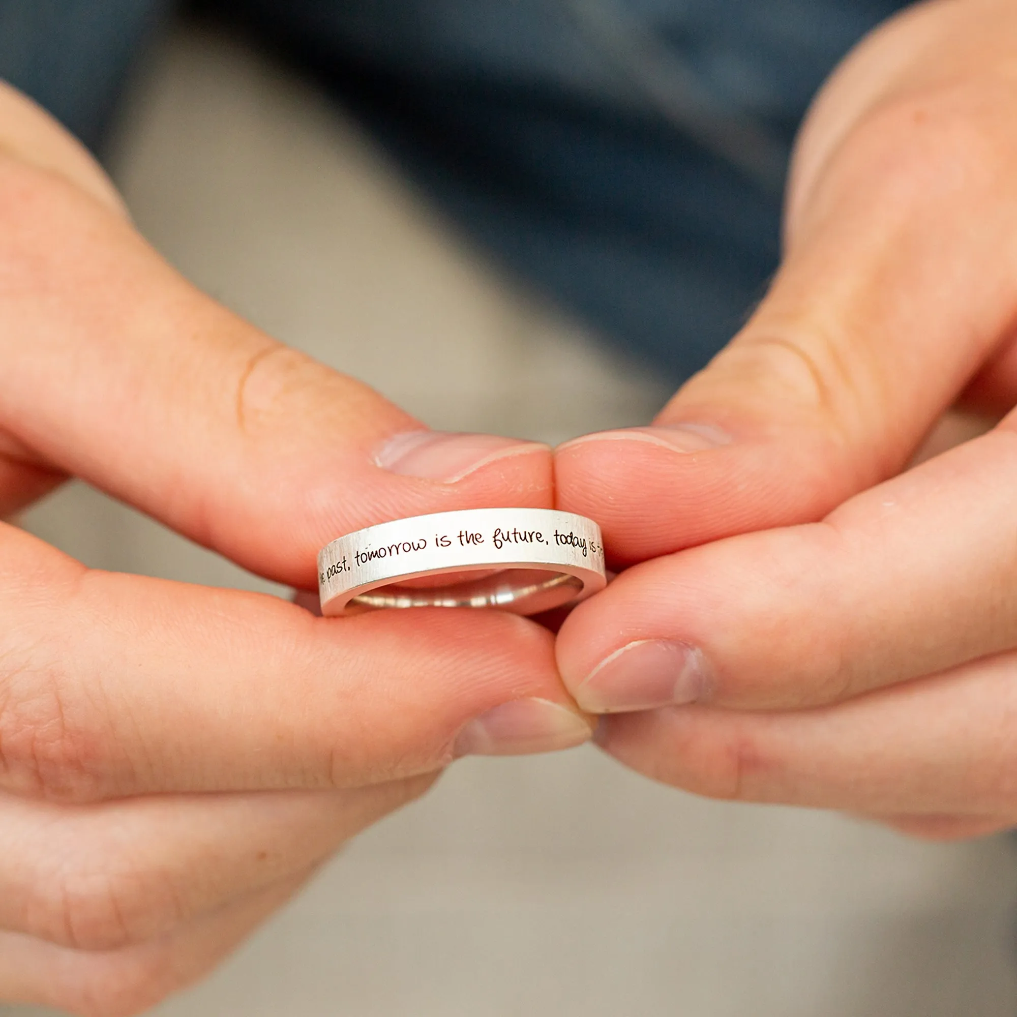 Periphery Personalised Message Silver Ring