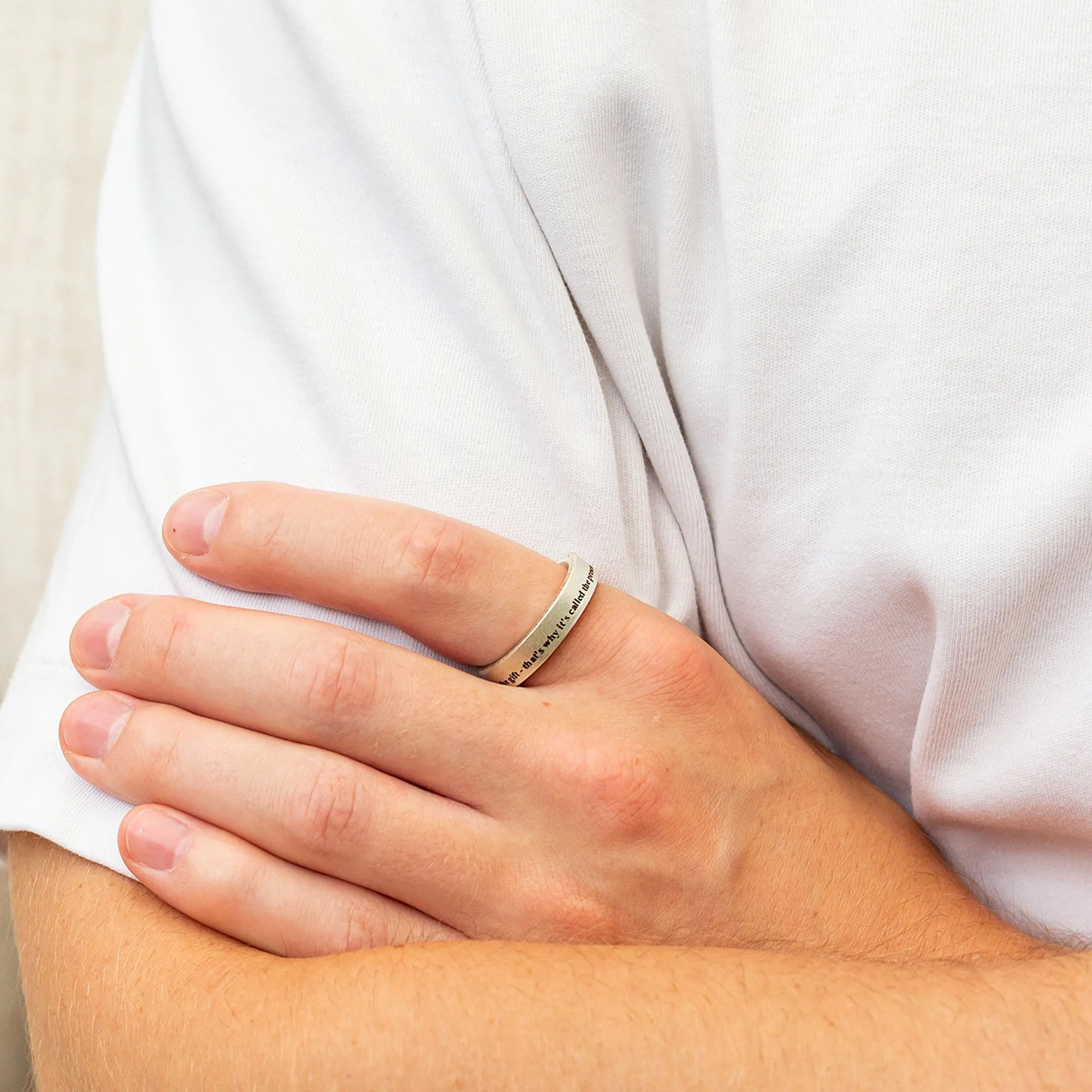 Periphery Personalised Message Silver Ring