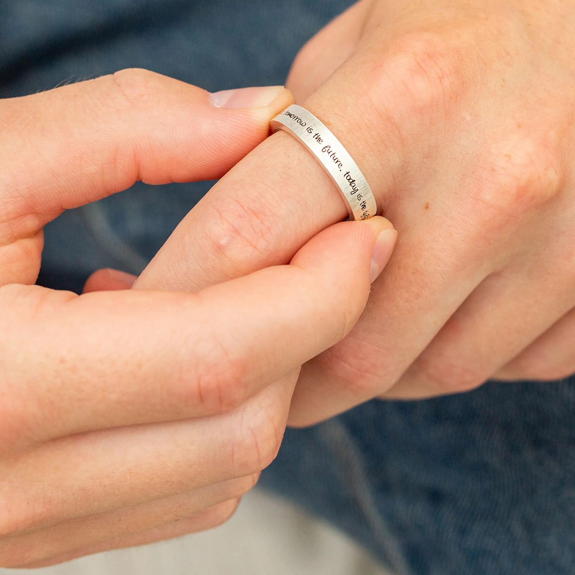 Periphery Personalised Message Silver Ring