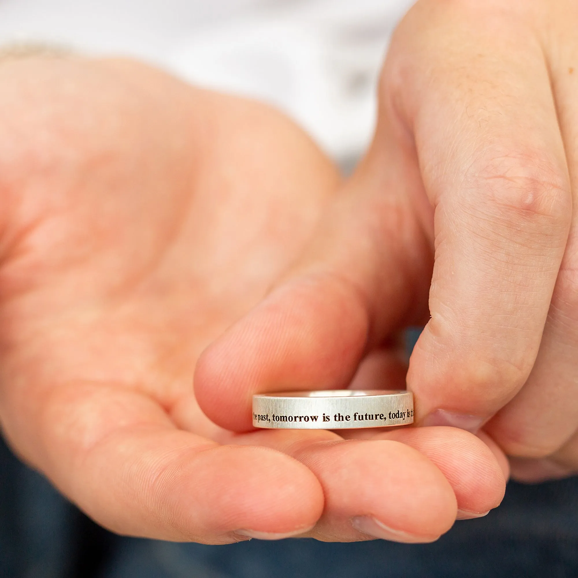 Periphery Personalised Message Silver Ring