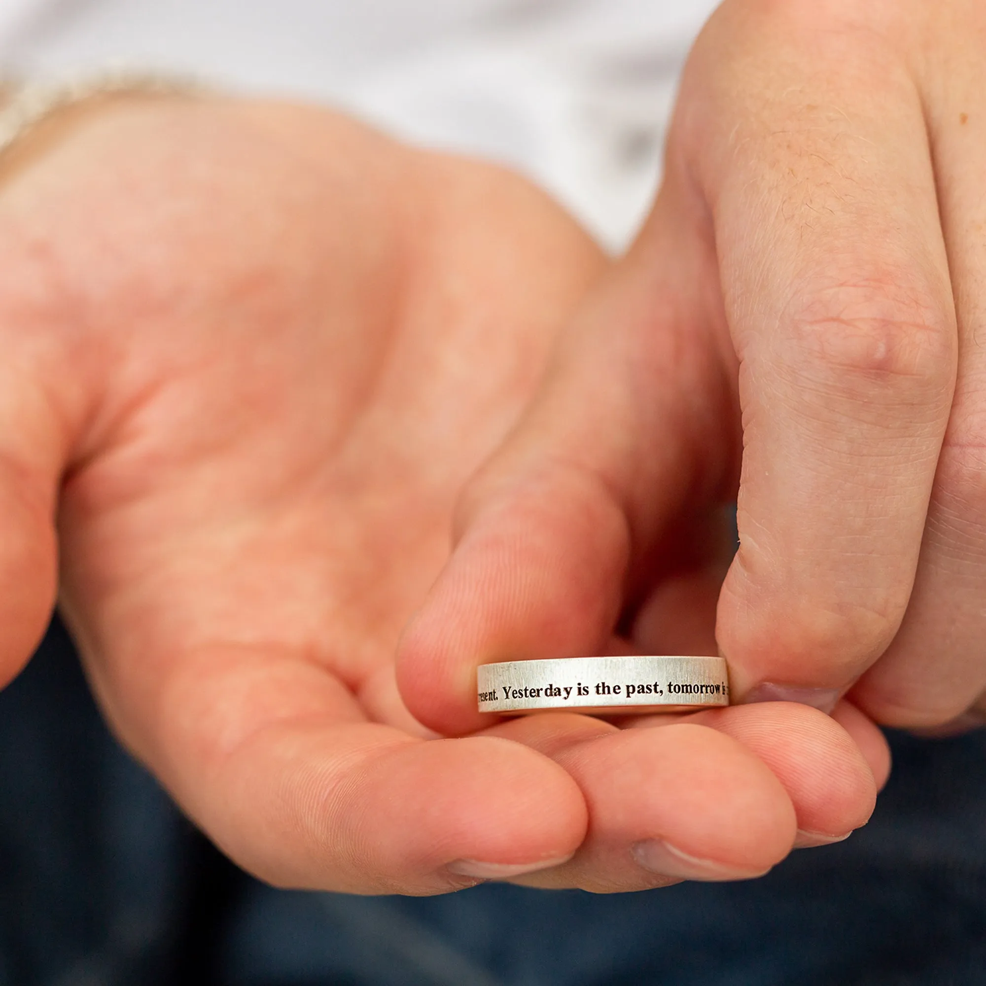 Periphery Personalised Message Silver Ring