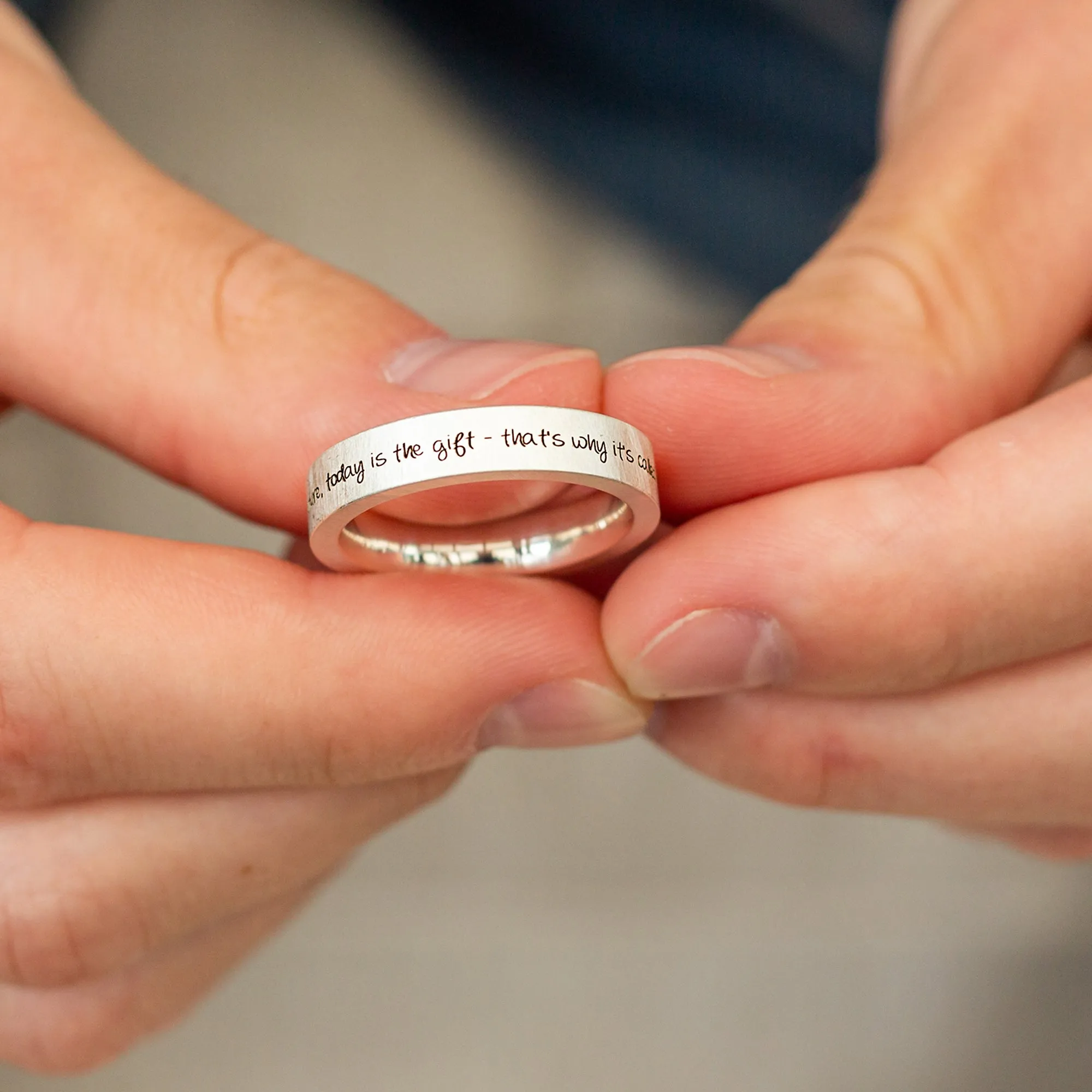 Periphery Personalised Message Silver Ring