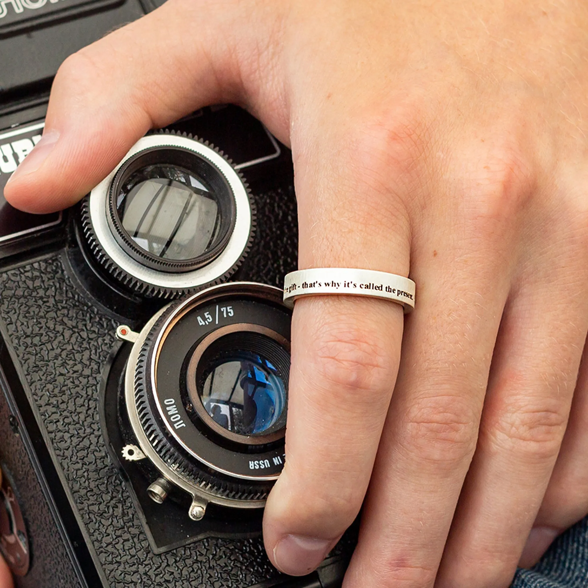 Periphery Personalised Message Silver Ring