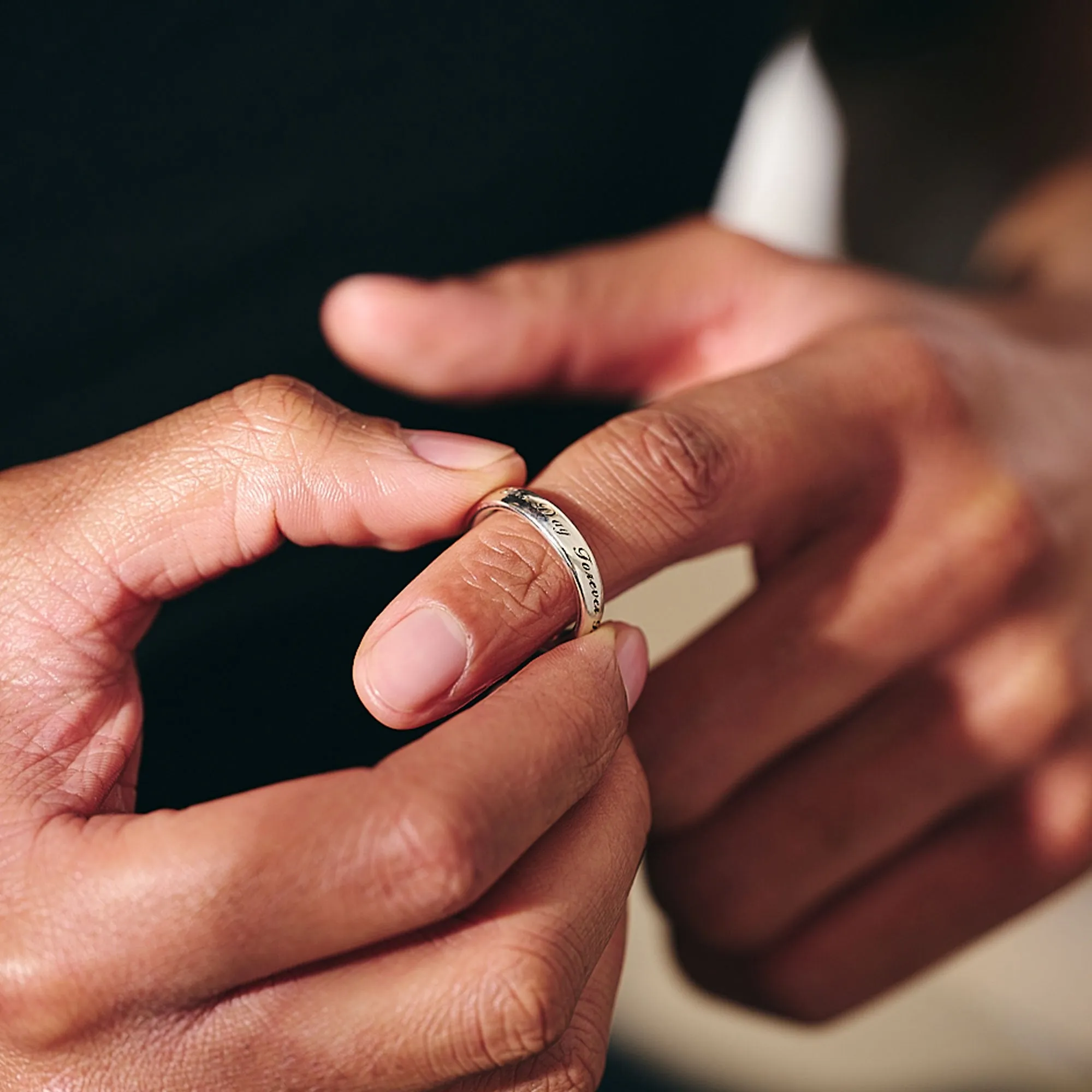 Personalised Slim Silver Message Ring