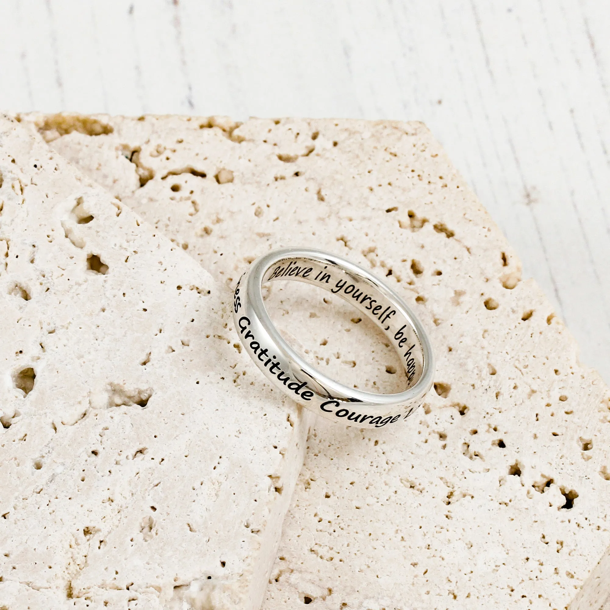 Personalised Slim Silver Message Ring