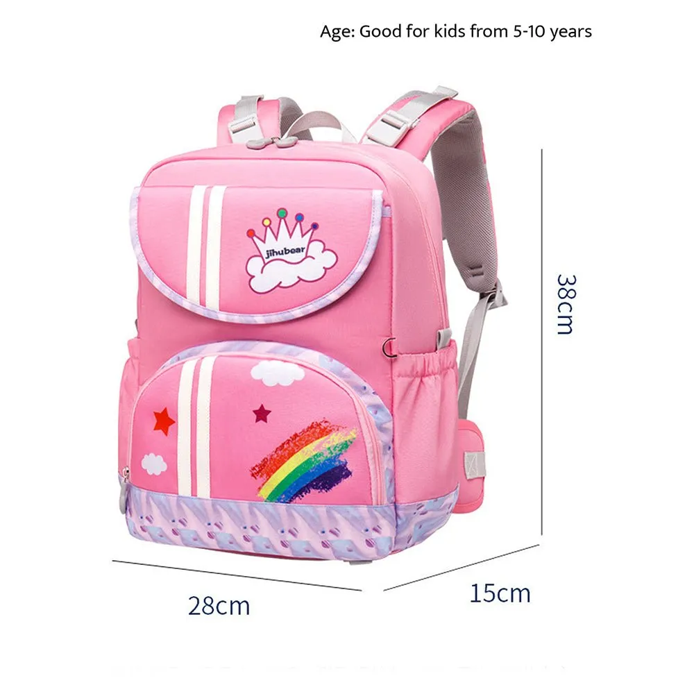 Pink Rainbow Splash Ergonomic School Backpack for Kids