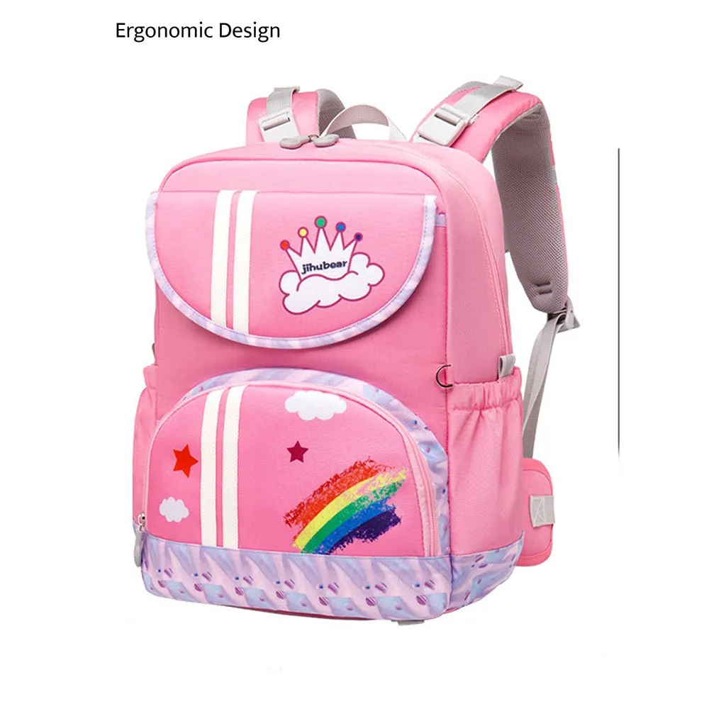 Pink Rainbow Splash Ergonomic School Backpack for Kids
