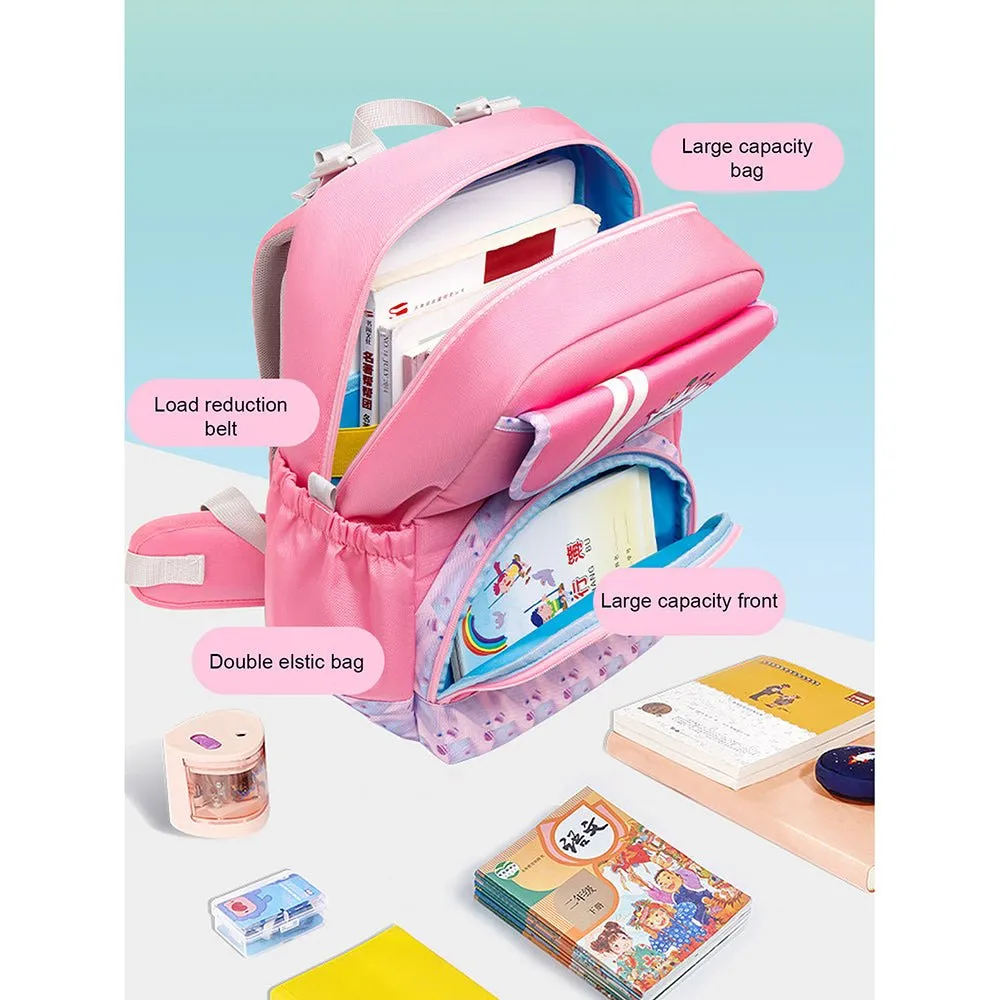 Pink Rainbow Splash Ergonomic School Backpack for Kids