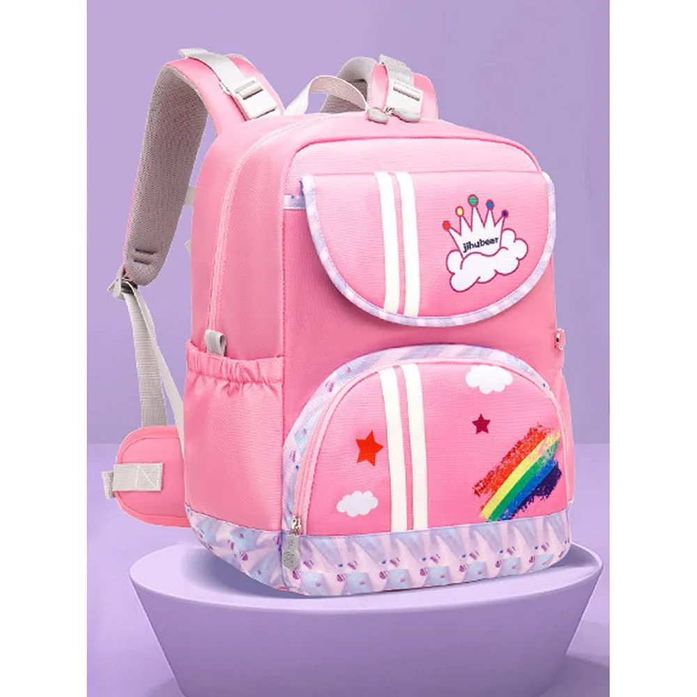 Pink Rainbow Splash Ergonomic School Backpack for Kids