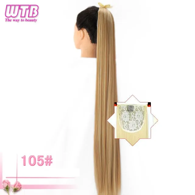 Ponytail Hairpieces WTB Long Silky Straight Drawstring  Clip In Hair Tail