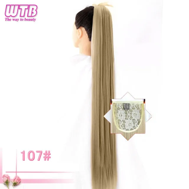 Ponytail Hairpieces WTB Long Silky Straight Drawstring  Clip In Hair Tail