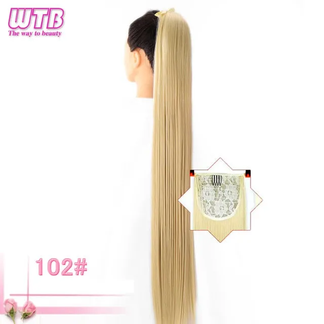 Ponytail Hairpieces WTB Long Silky Straight Drawstring  Clip In Hair Tail